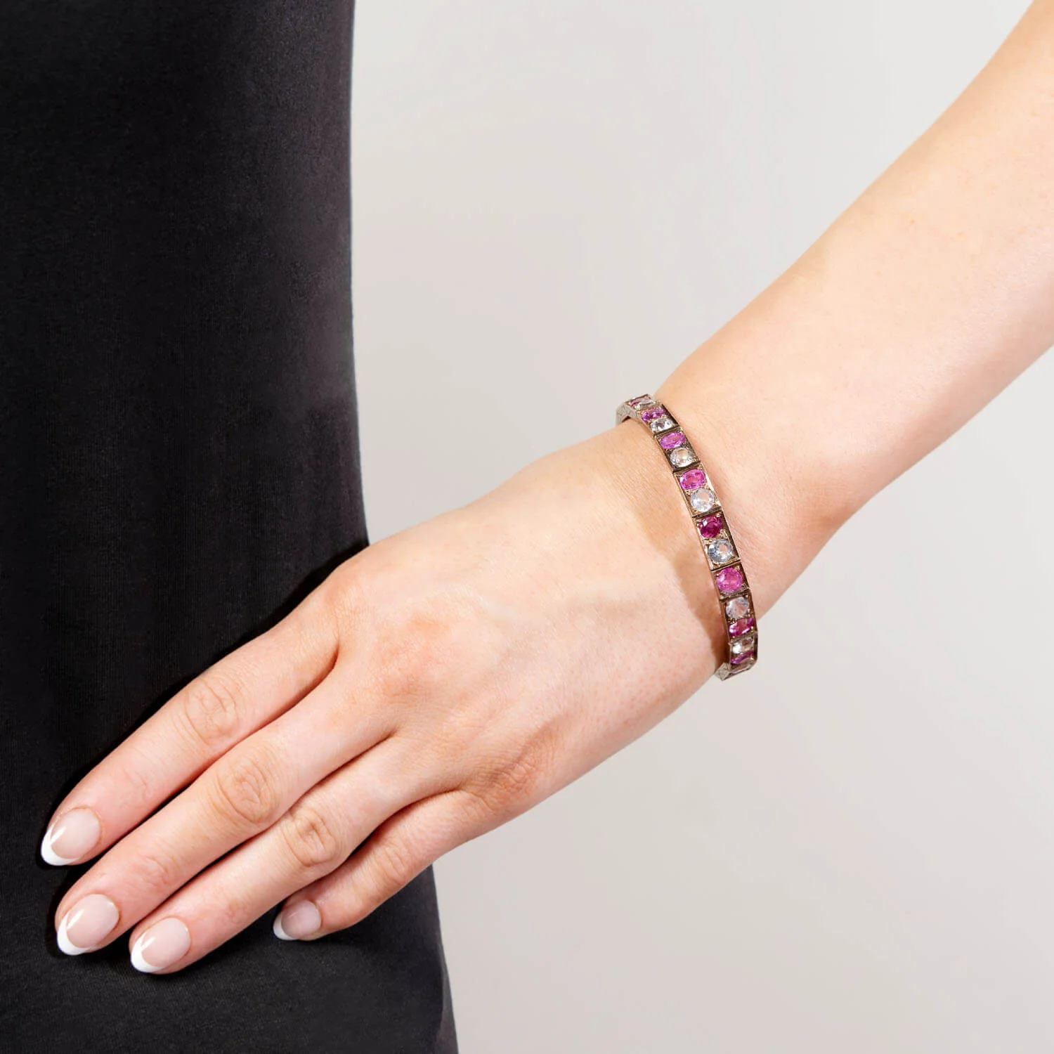 Victorian 14k Ruby and Sapphire Line Bracelet - Image 7