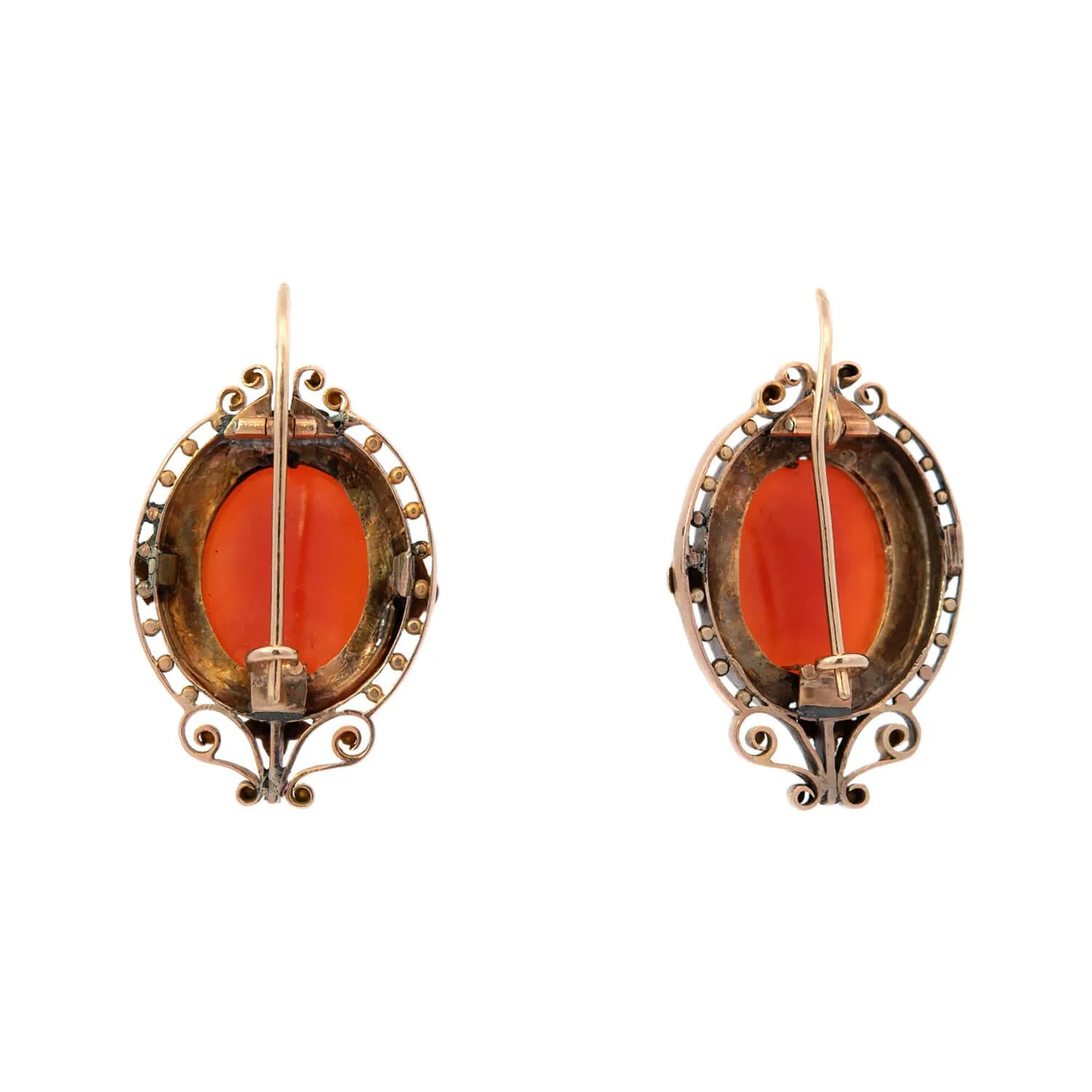 Victorian 14k Sardonyx Hardstone Lady Faces Cameo Earrings - Image 3