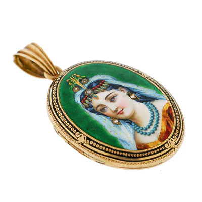 Victorian 14kt Diamond & Enamel Portrait Locket - Image 3
