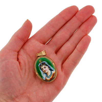 Victorian 14kt Diamond & Enamel Portrait Locket - Image 7