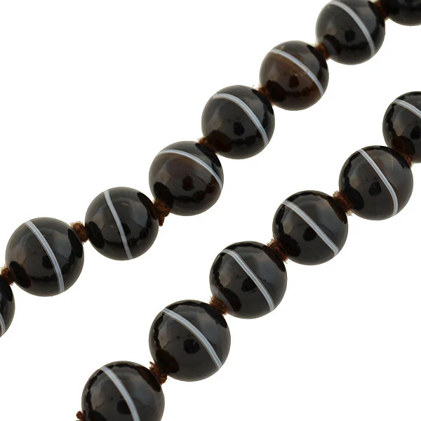 Victorian 14kt Graduated Banded Agate Bead Necklace 25.5" - Image 3