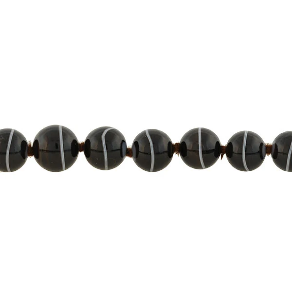 Victorian 14kt Graduated Banded Agate Bead Necklace 25.5" - Image 4