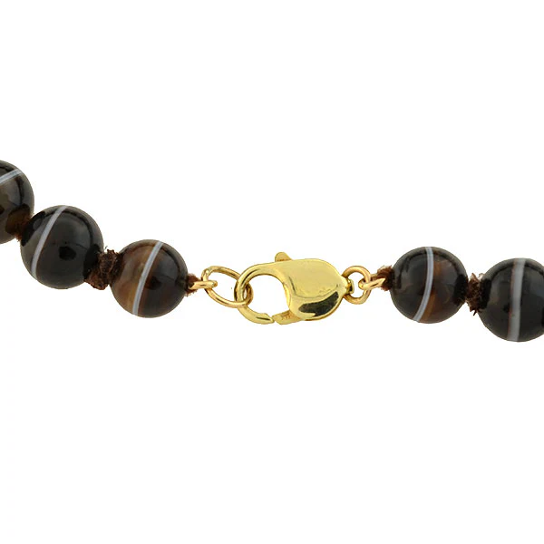 Victorian 14kt Graduated Banded Agate Bead Necklace 25.5" - Image 5