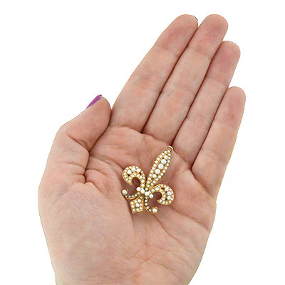 Victorian 14kt Natural Pearl Fleur de Lys Pin/Pendant - Image 6