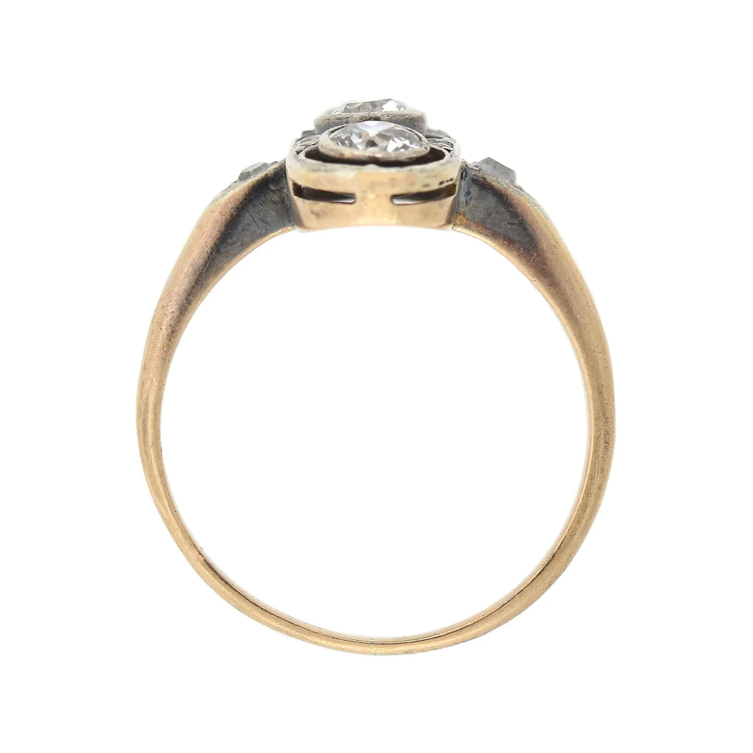 Victorian 14kt/Sterling + Diamond 3-Stone Ring 0.75ctw - Image 3