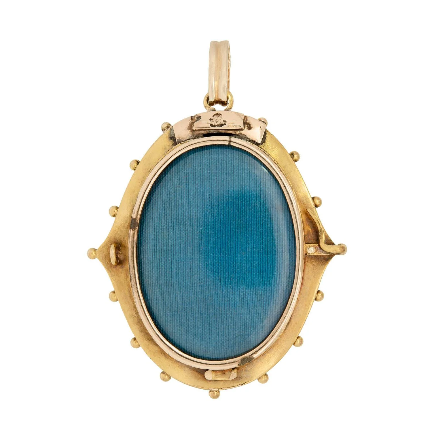 Victorian 15k Diamond Enameled Etruscan Plaque Locket Pendant - Image 3