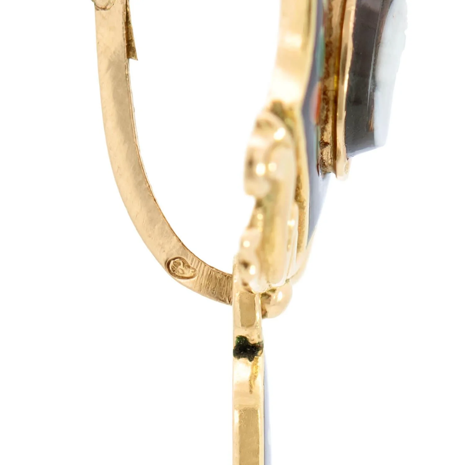 Victorian 18k Shell Cameo Swiss Enamel Day/Night Earrings - Image 5