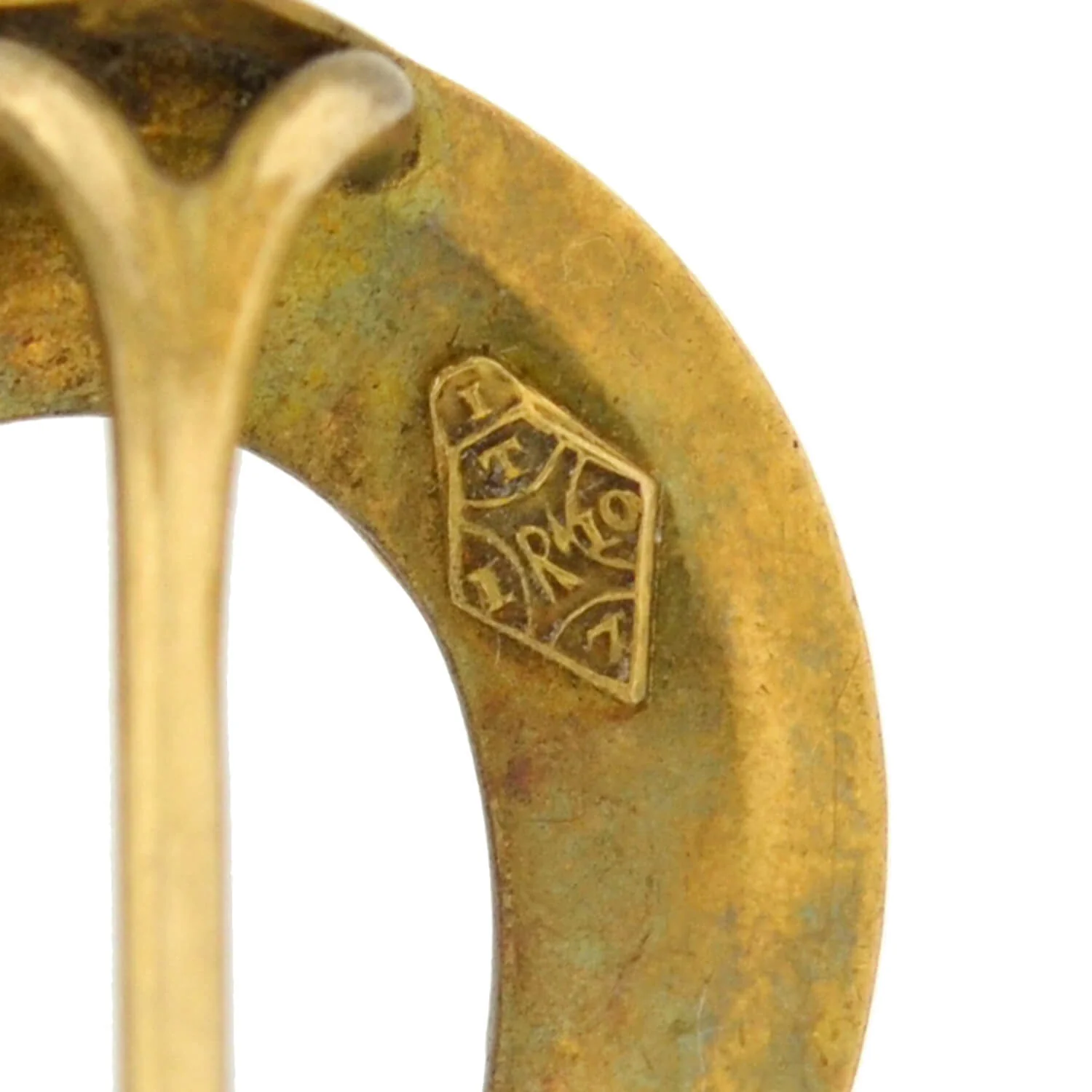 Victorian 18kt/14kt Banded Agate + Rose Cut Diamond Horseshoe Stick Pin - Image 6