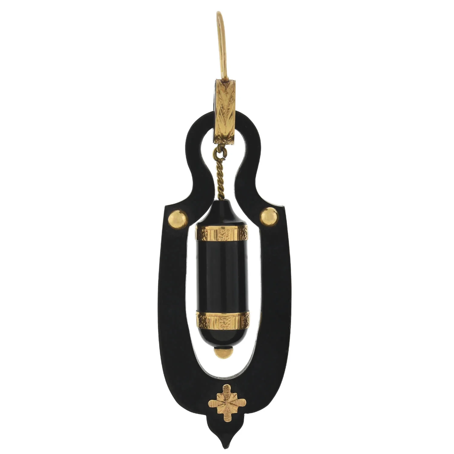 Victorian 18kt Large Hand-Carved Jet Urn Earrings - Image 3