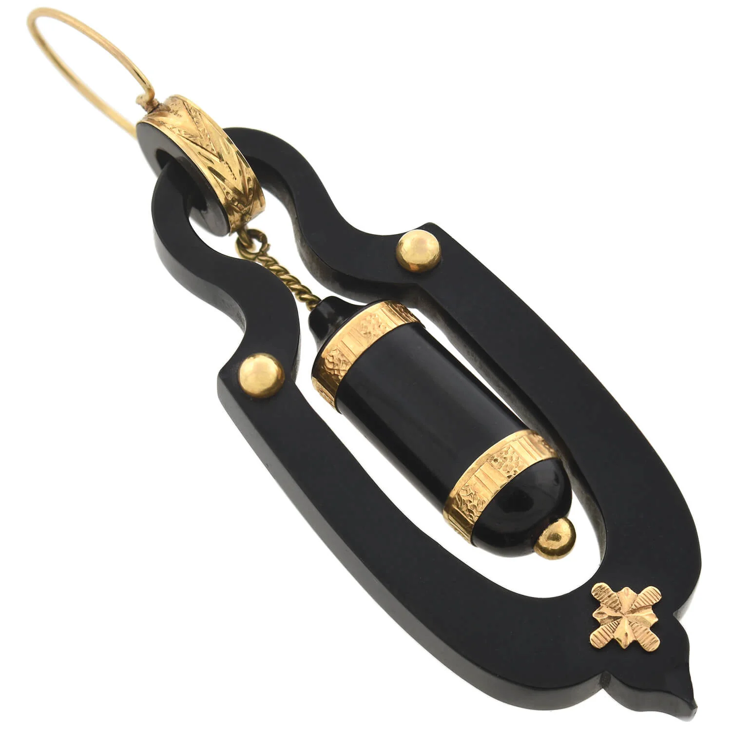 Victorian 18kt Large Hand-Carved Jet Urn Earrings - Image 4