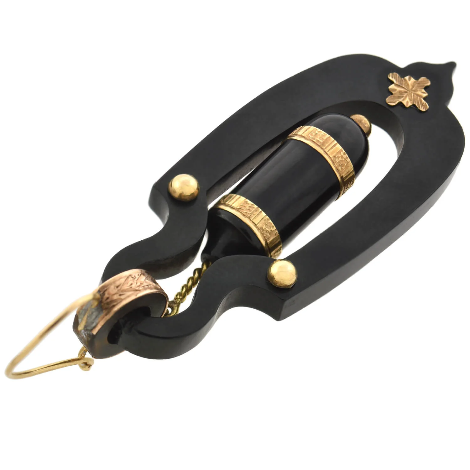 Victorian 18kt Large Hand-Carved Jet Urn Earrings - Image 6