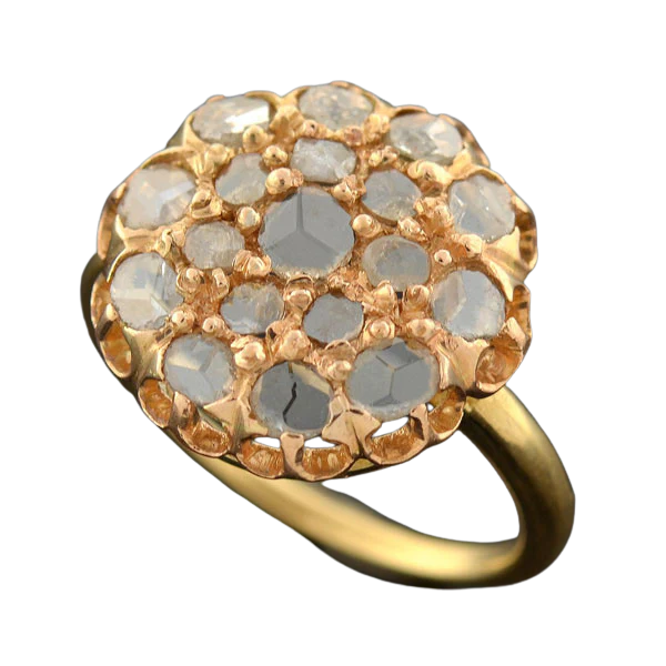 Victorian 18kt Rose Cut Diamond Cluster Ring 0.80ctw - Image 4