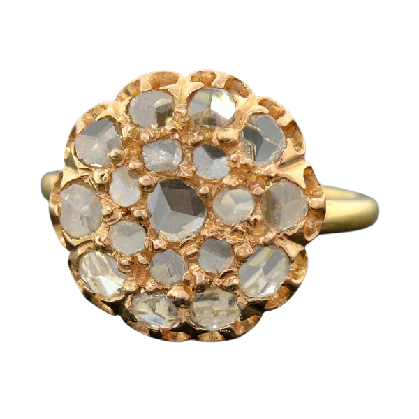 Victorian 18kt Rose Cut Diamond Cluster Ring 0.80ctw - Image 5
