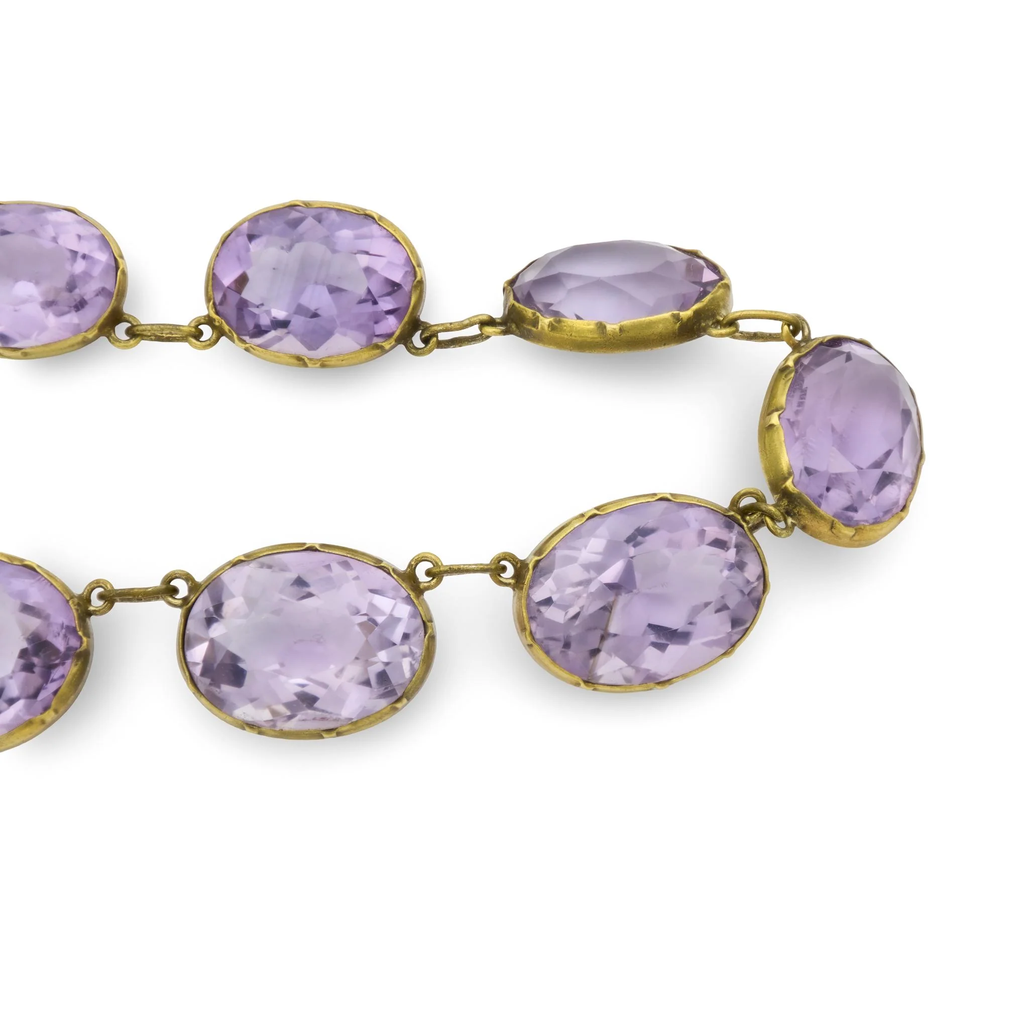 Victorian 9k/Silver Gilt Amethyst Riviera Necklace - Image 3