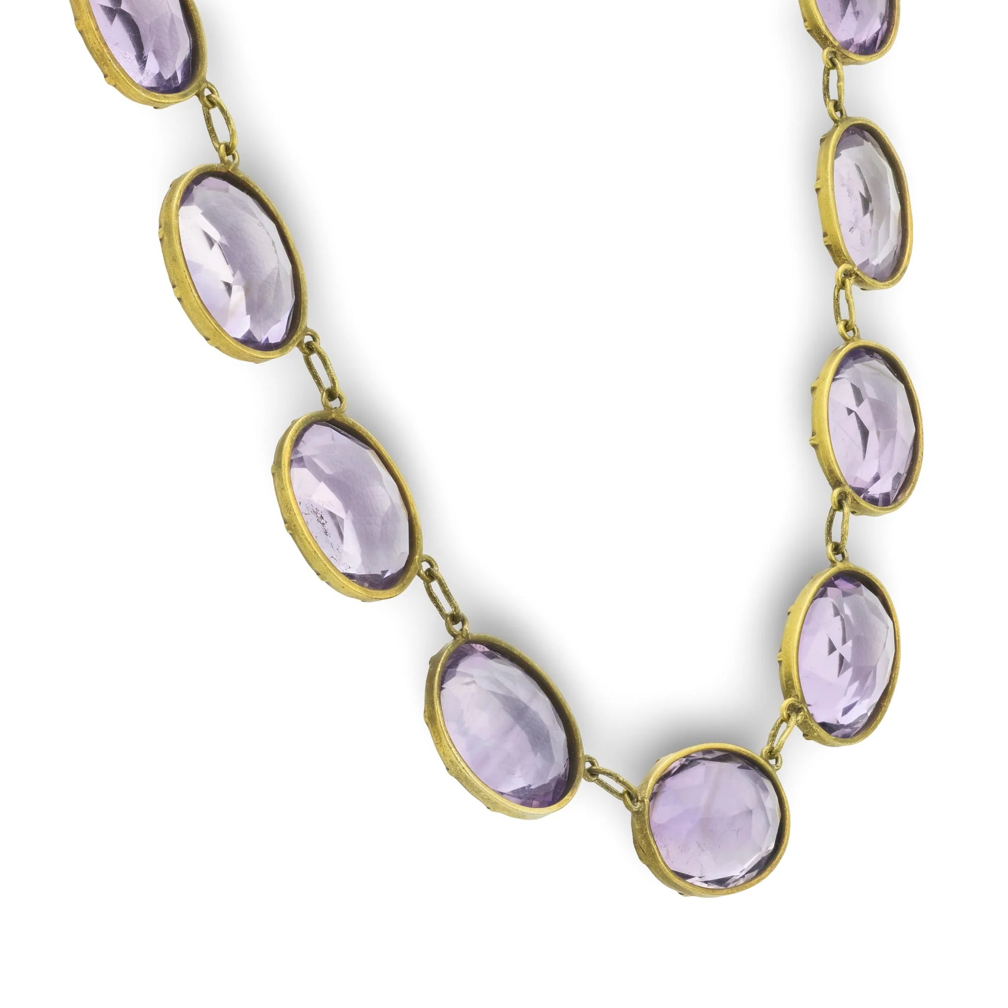 Victorian 9k/Silver Gilt Amethyst Riviera Necklace - Image 4