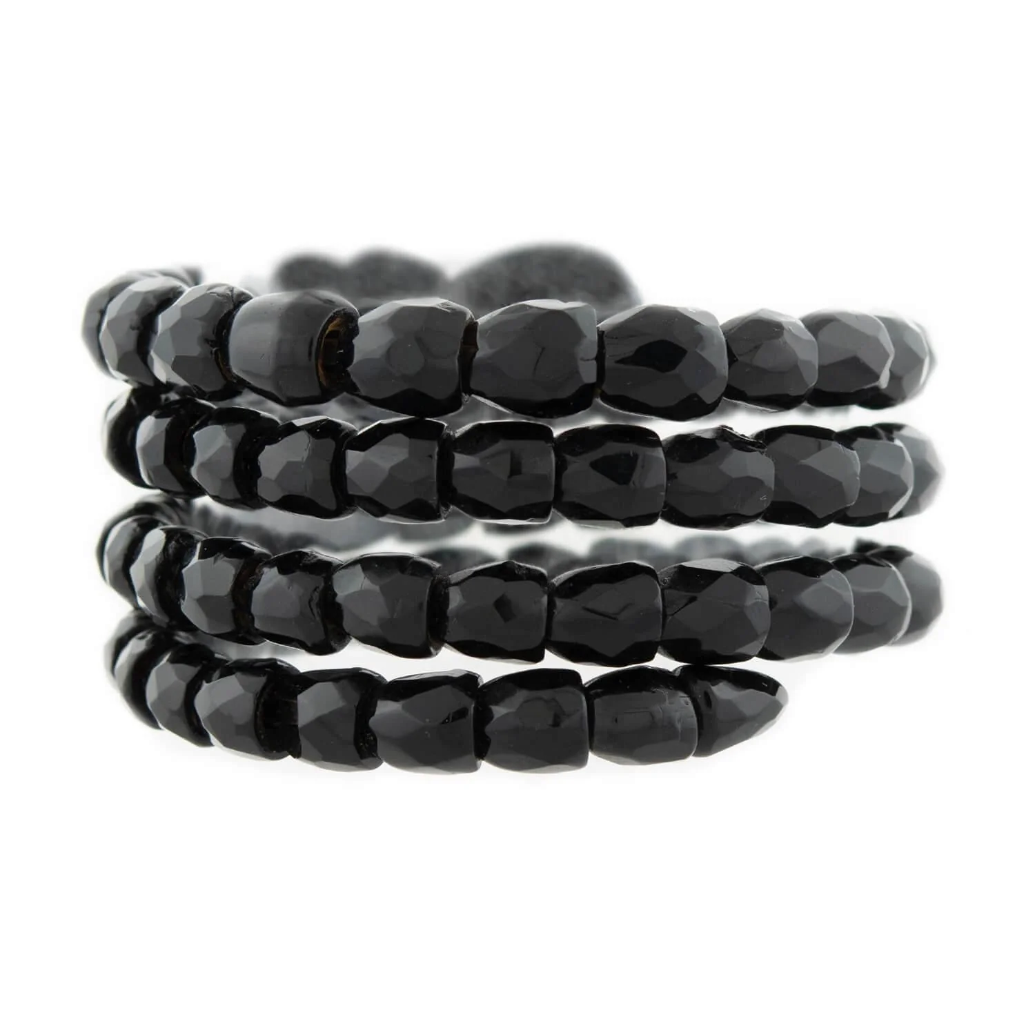 Victorian Carved Jet Glass Snake Wrap Bracelet - Image 5