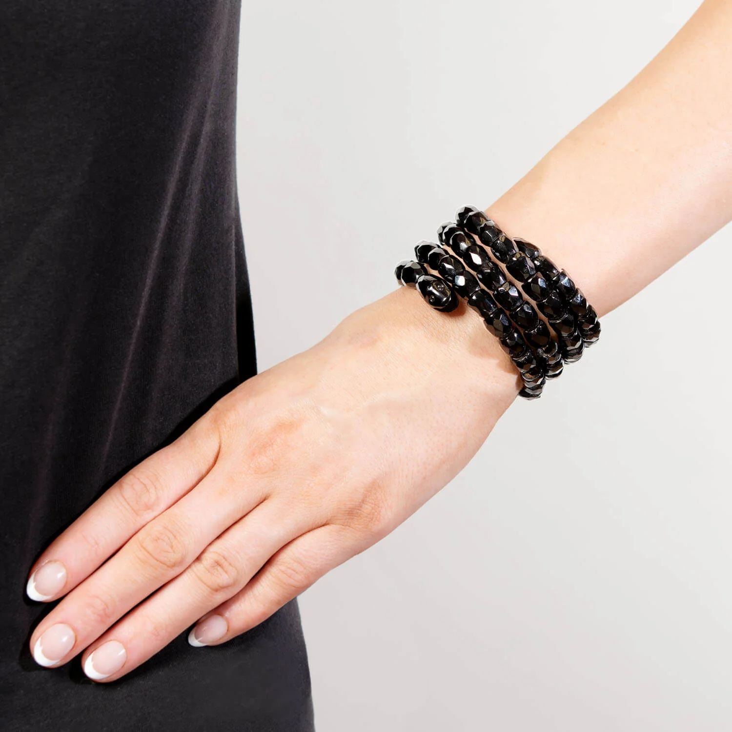 Victorian Carved Jet Glass Snake Wrap Bracelet - Image 6