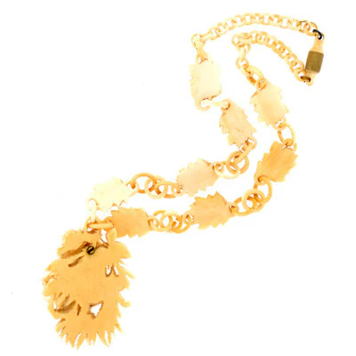 Victorian Hand Carved Bone Flower Locket & Chain - Image 7