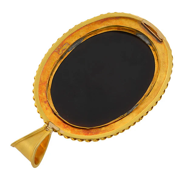 Victorian Huge 15kt Etruscan Banded Agate Pendant - Image 5
