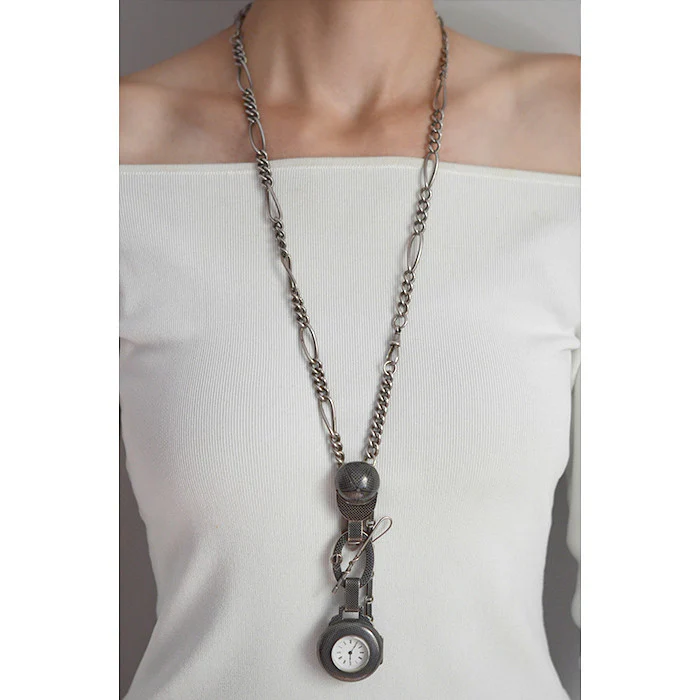 Victorian Huge Sterling & Niello Chatelaine Watch Fob Pendant - Image 8