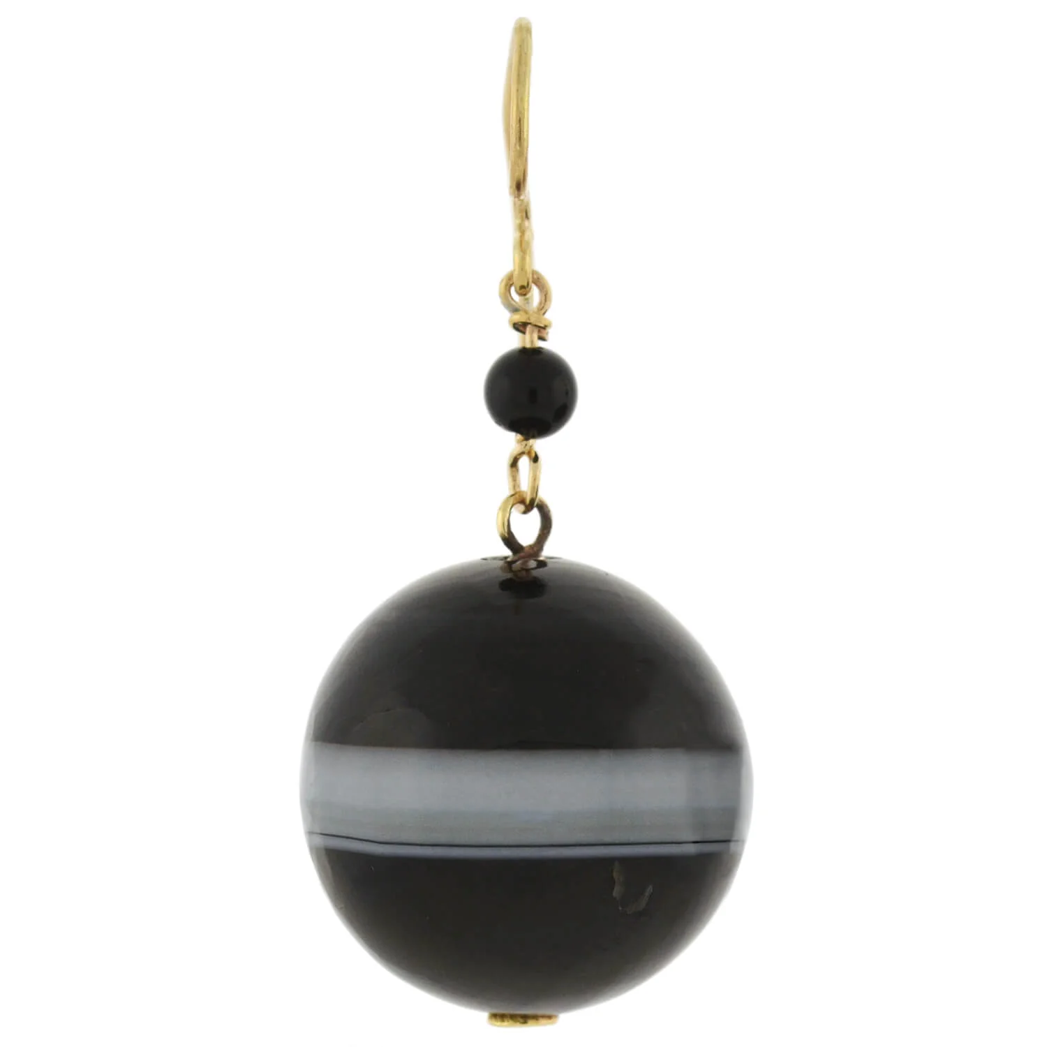 Victorian Large 10kt Graduating Banded Agate Earrings - Image 3