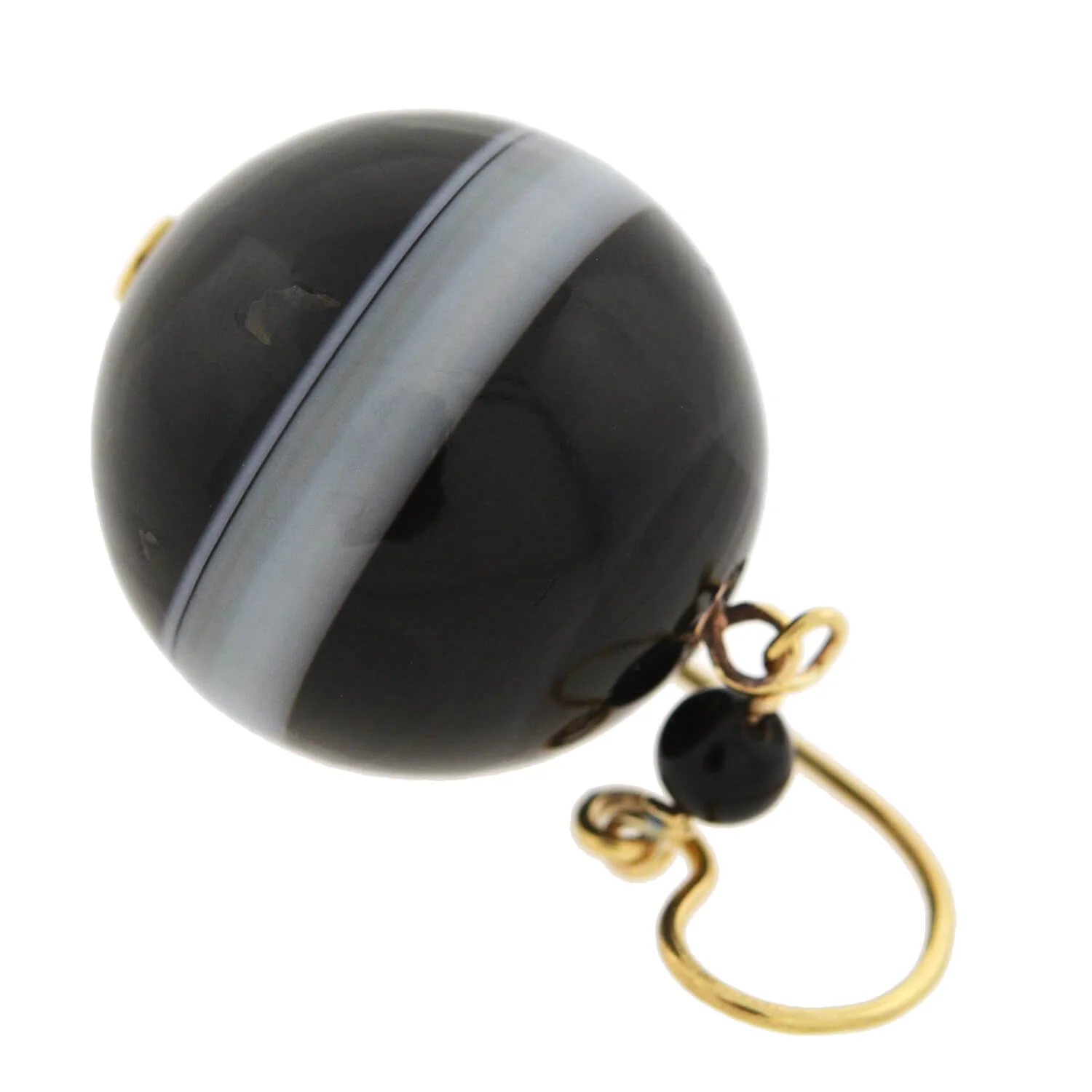 Victorian Large 10kt Graduating Banded Agate Earrings - Image 6