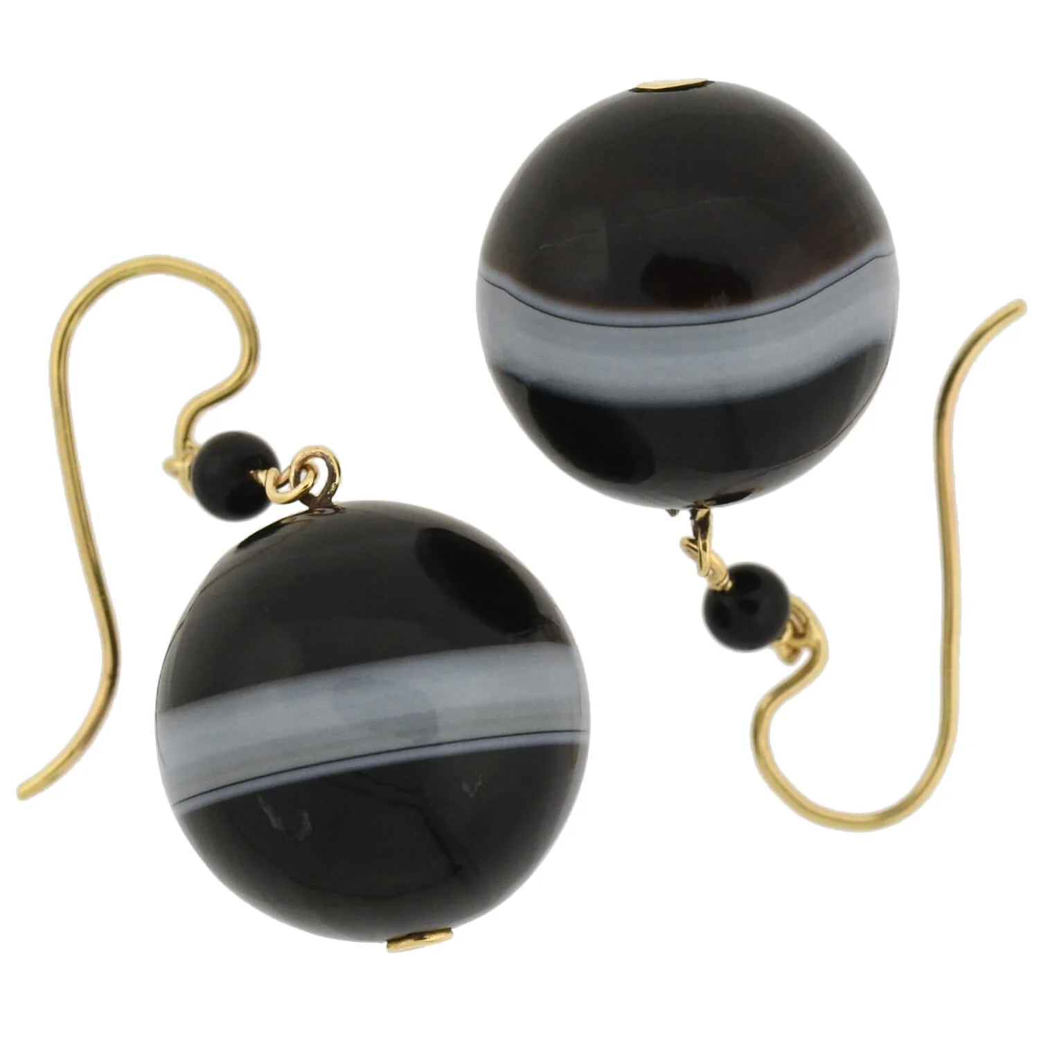Victorian Large 10kt Graduating Banded Agate Earrings - Image 7