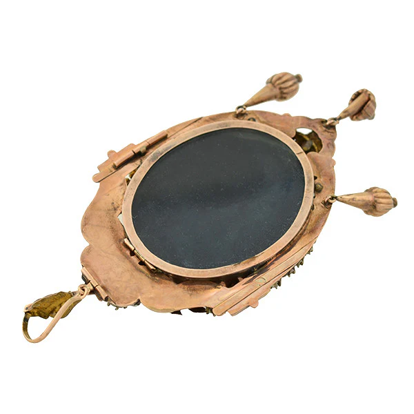 Victorian Large 15kt Pearl & Diamond Wreath Open-Faced Locket - Image 5