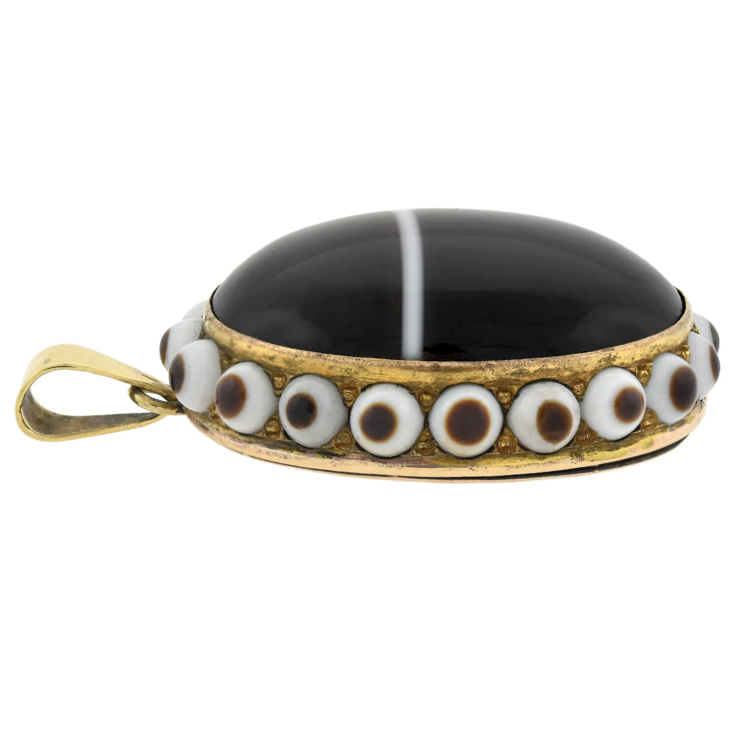 Victorian Large Gold-Filled Banded Agate Pendant - Image 3