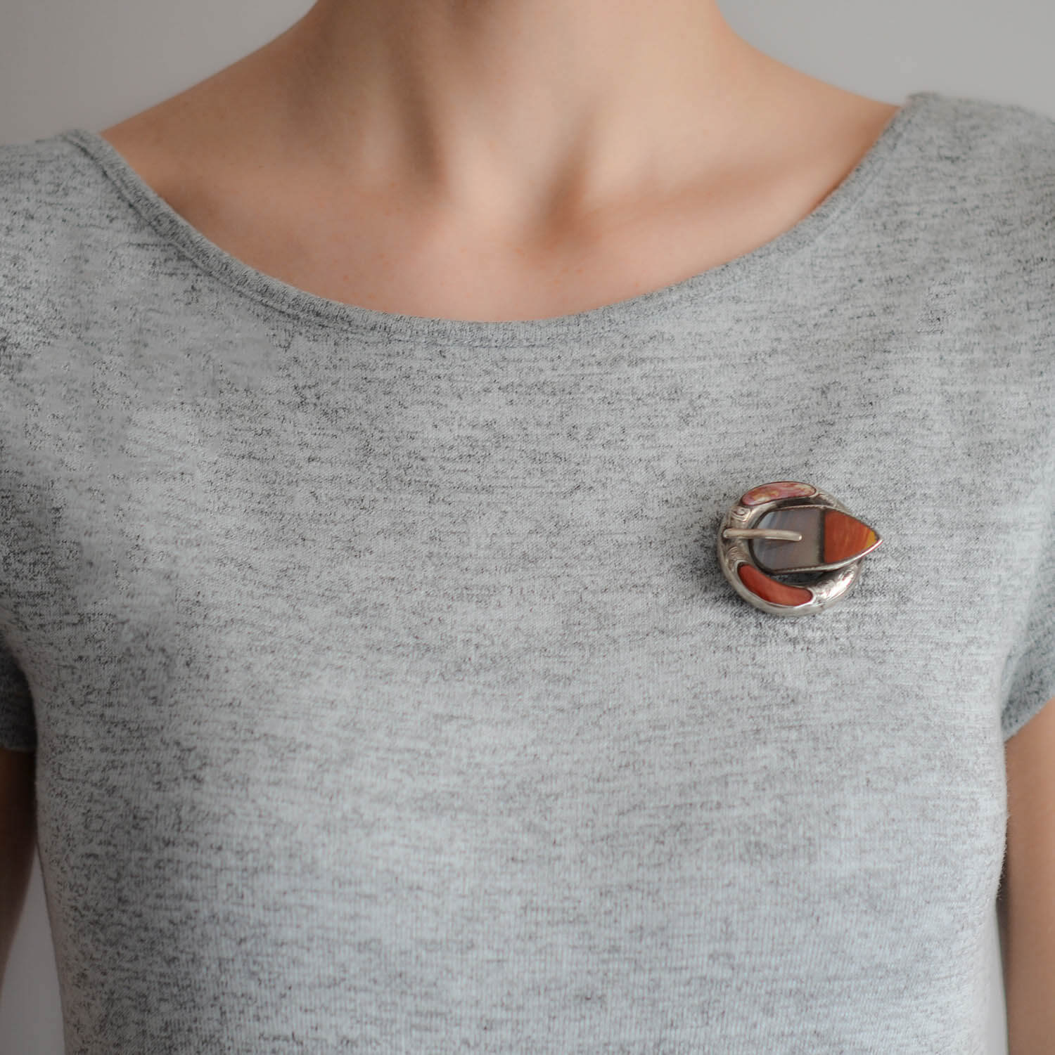 Victorian Large Sterling + Scottish Agate Buckle Pin - Image 6