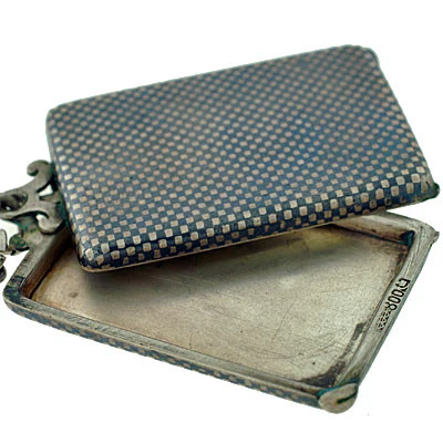 Victorian Silver & Niello Slide Mirror Locket w/ Button Hook - Image 6