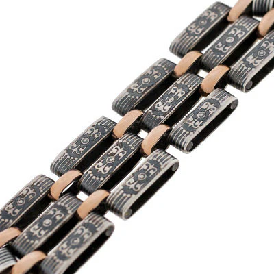 Victorian Sterling & 9kt Gold Niello Link Fob/Locket - Image 3