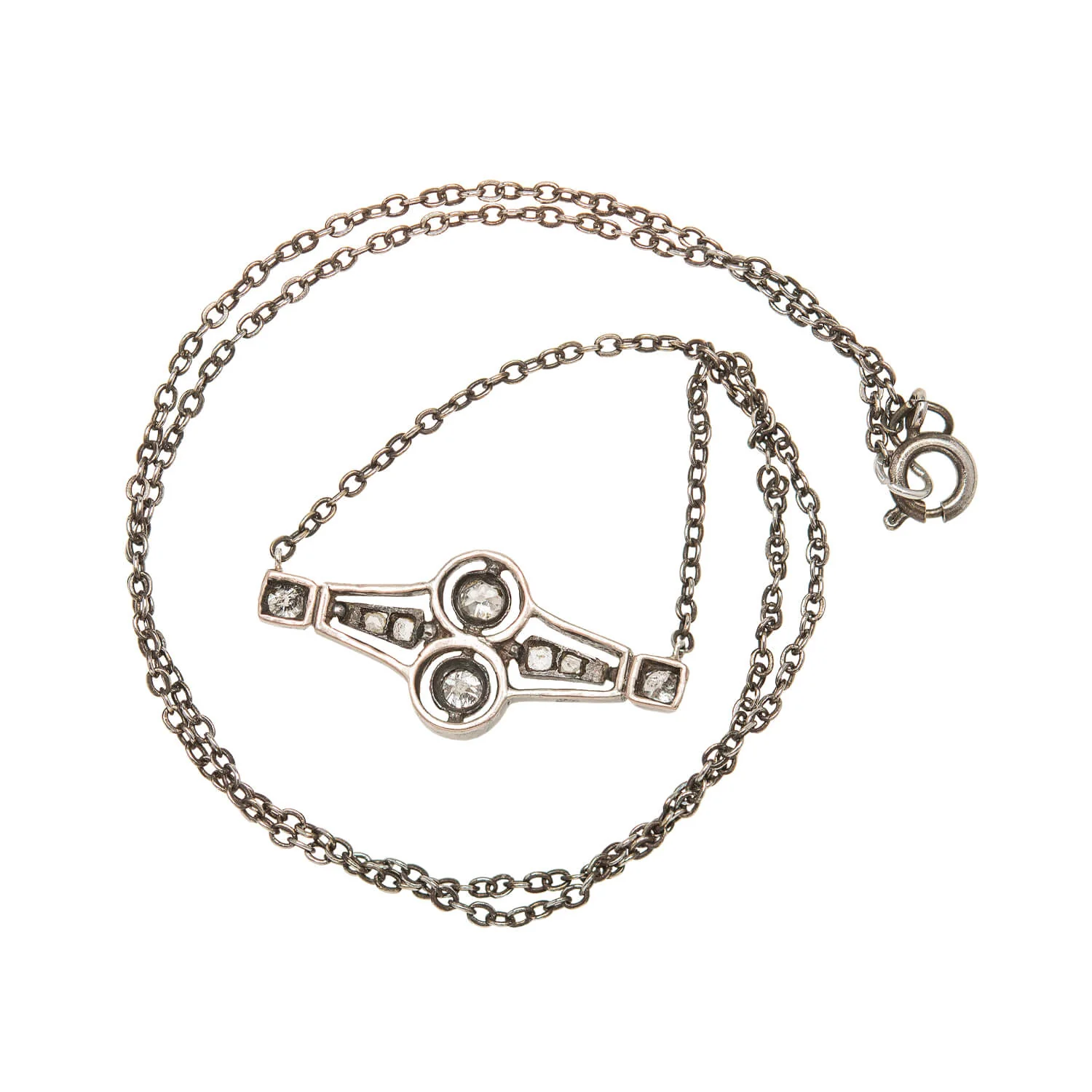 Victorian Sterling Diamond Pendant Necklace - Image 4