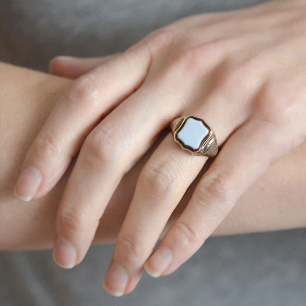 Victorian 10K Agate Signet Locket Ring - Image 8