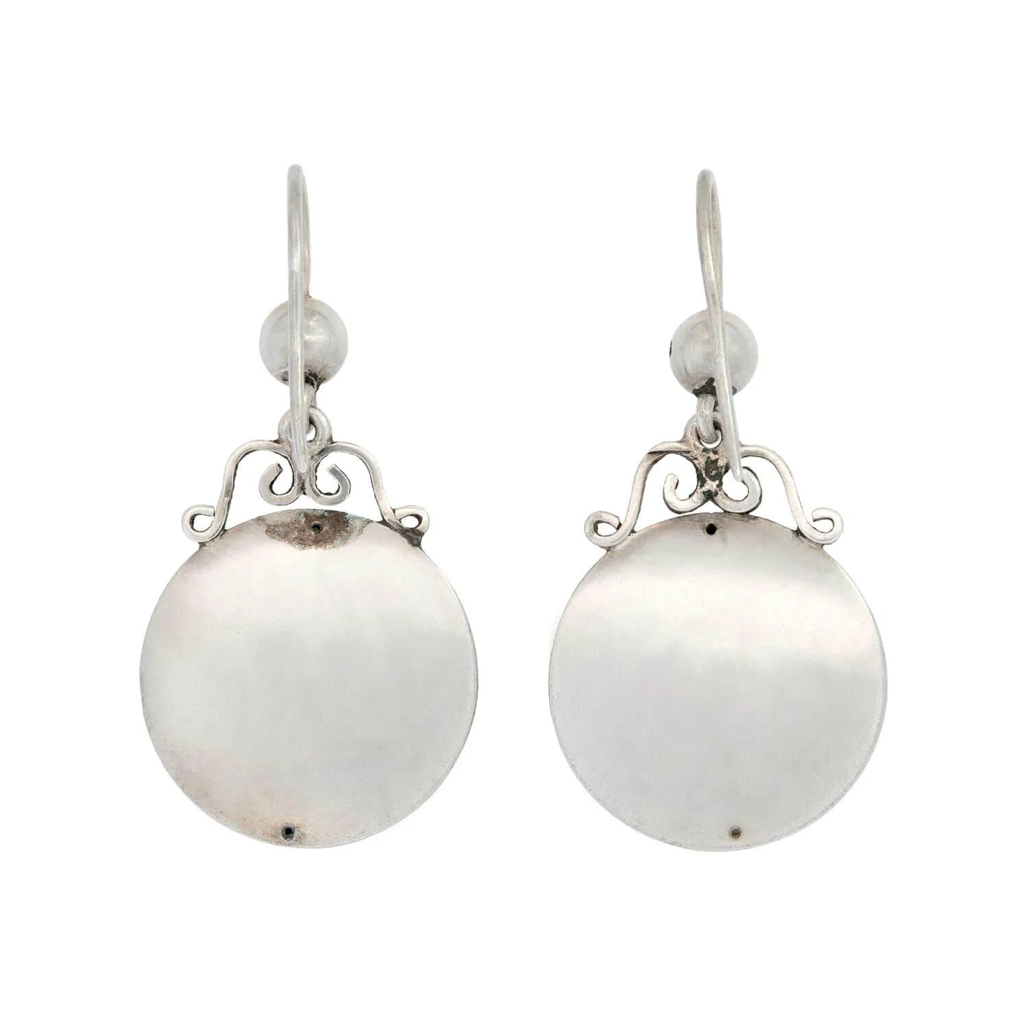 Victorian Sterling Silver Disc Earrings - Image 3