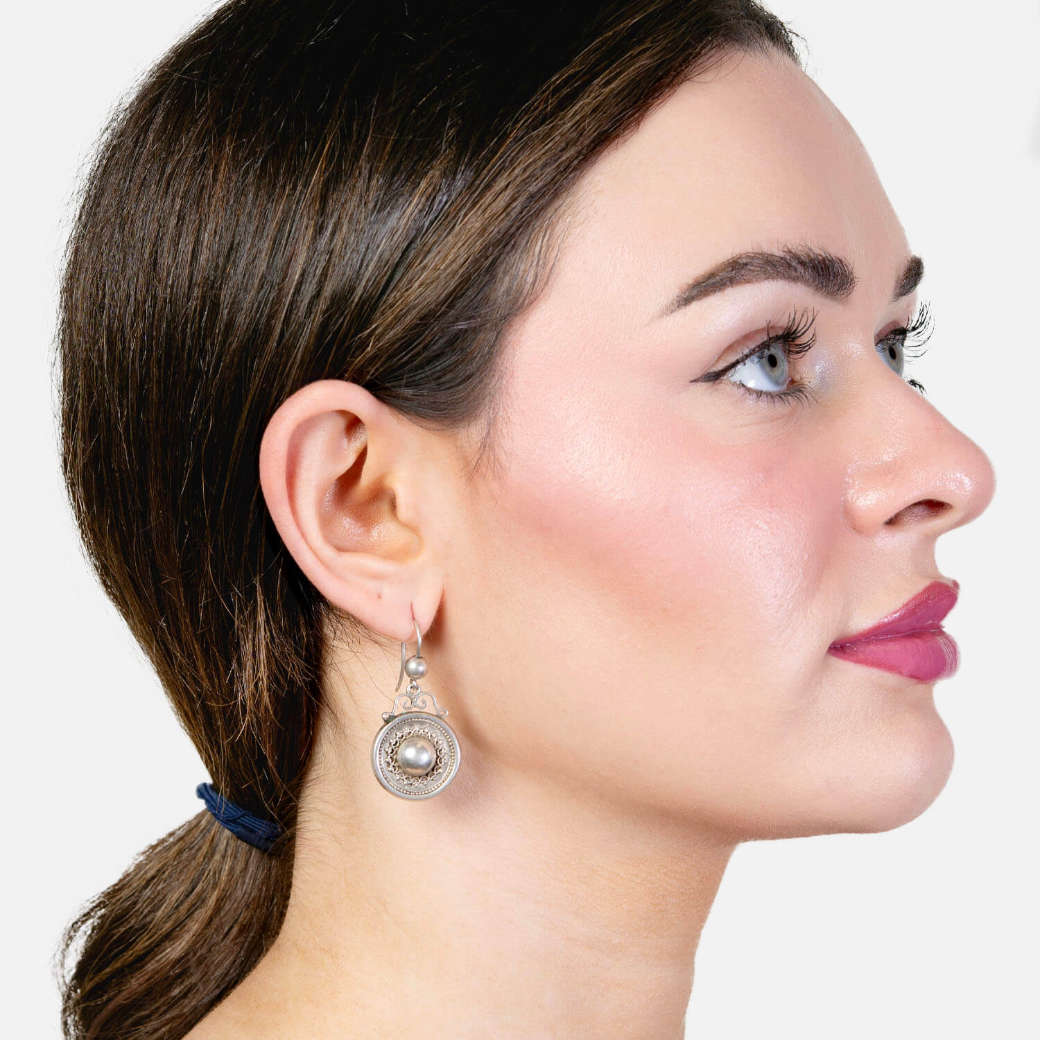 Victorian Sterling Silver Disc Earrings - Image 4