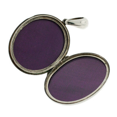 Victorian Sterling Silver Etched & Studded Locket - Image 5