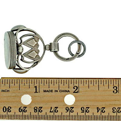 Victorian Sterling Silver Fob w/ Double Heart Motif - Image 11