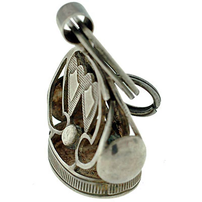 Victorian Sterling Silver Fob w/ Double Heart Motif - Image 4