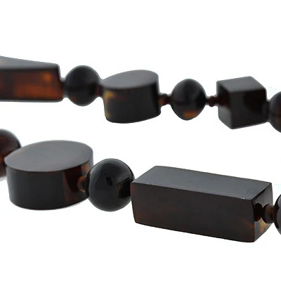 Victorian Tortoise Shell Long Beaded Necklace - Image 3