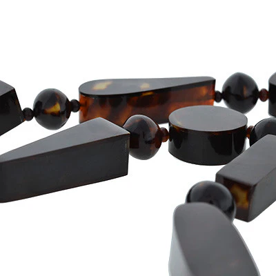 Victorian Tortoise Shell Long Beaded Necklace - Image 5