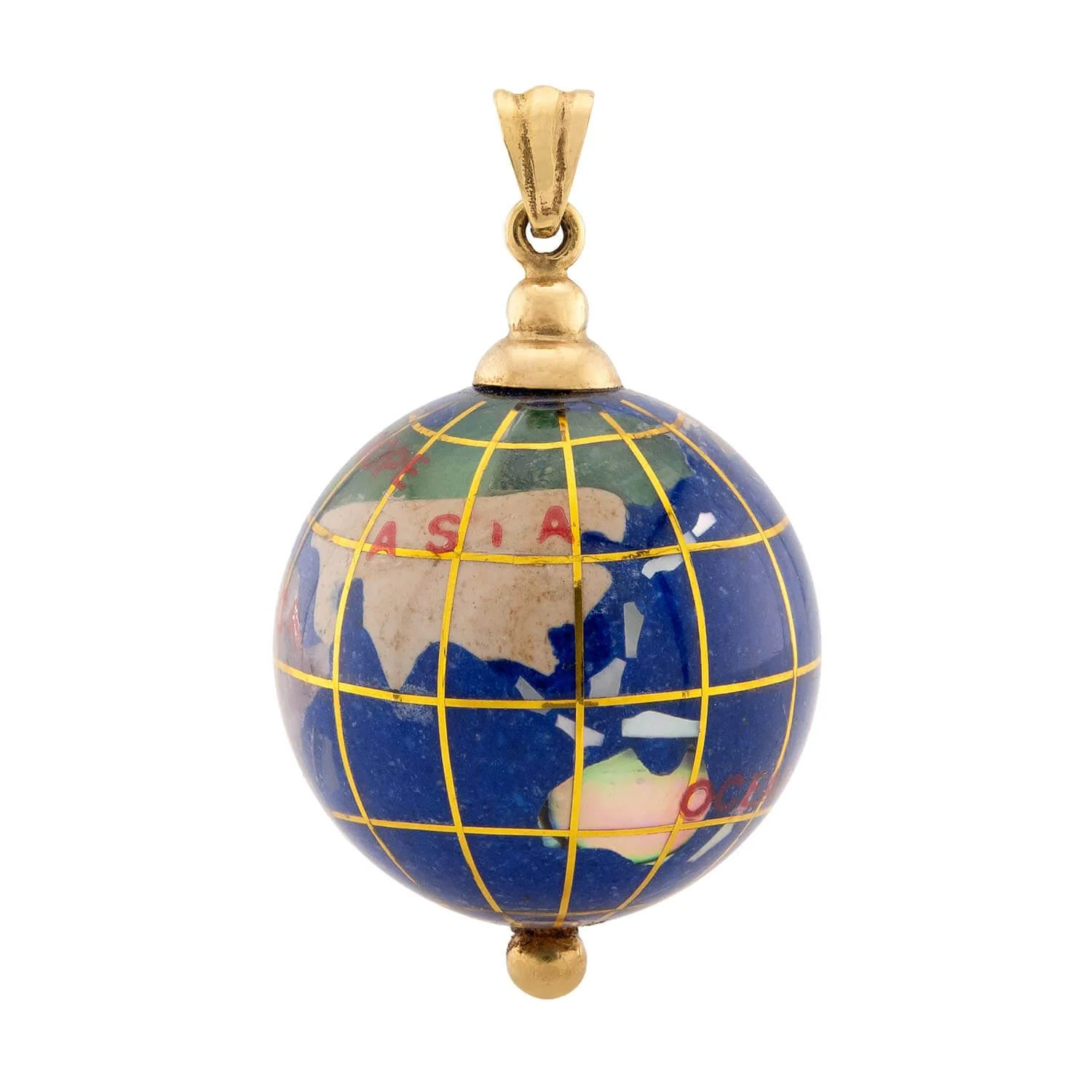 Vintage 14k Enamel Globe Pendant/Charm - Image 3