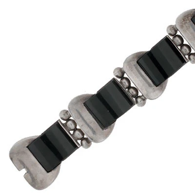 Vintage Antonio Pineda Sterling & Onyx Bracelet - Image 5