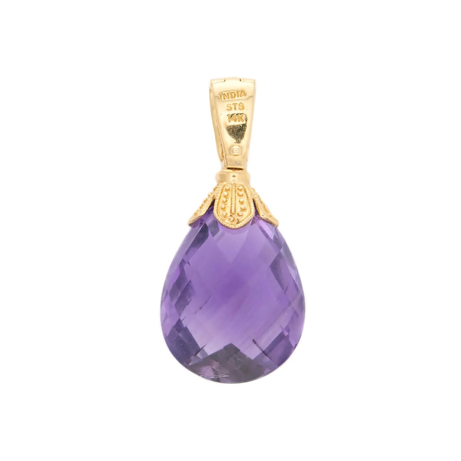 Vintage Indian 14k Amethyst Drop Pendant/Charm - Image 3