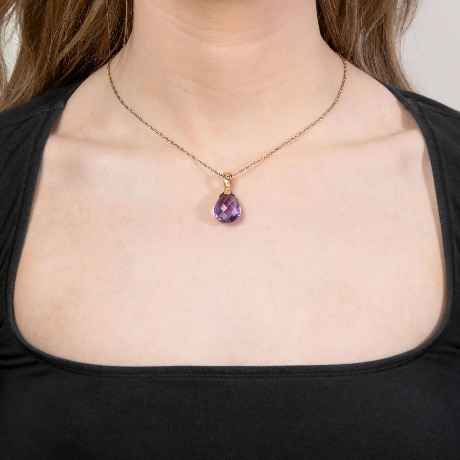 Vintage Indian 14k Amethyst Drop Pendant/Charm - Image 5