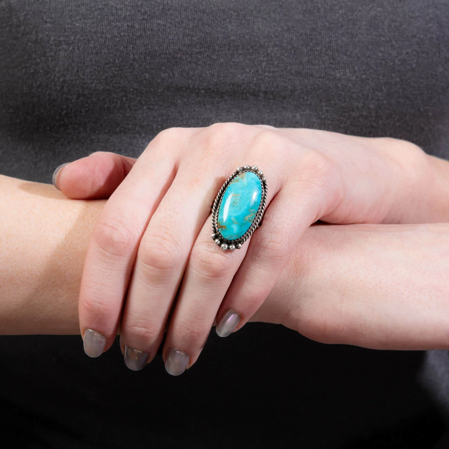 Vintage Sterling Silver Turquoise Ring - Image 6